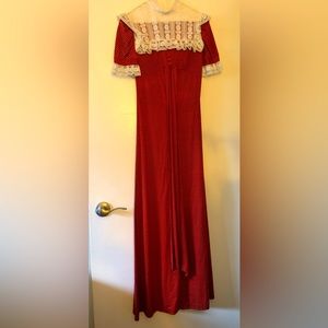 1970s Red w/ white dots long dress